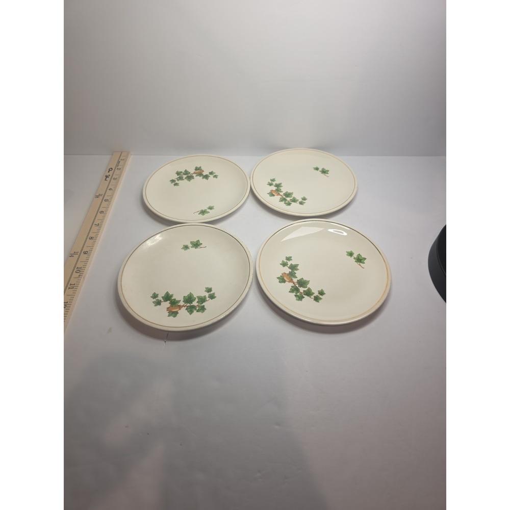 Paden City‎ Pottery USA Ivy  Gold Trim Set Of 4 Bread Plates 6.25 Vintage 1953